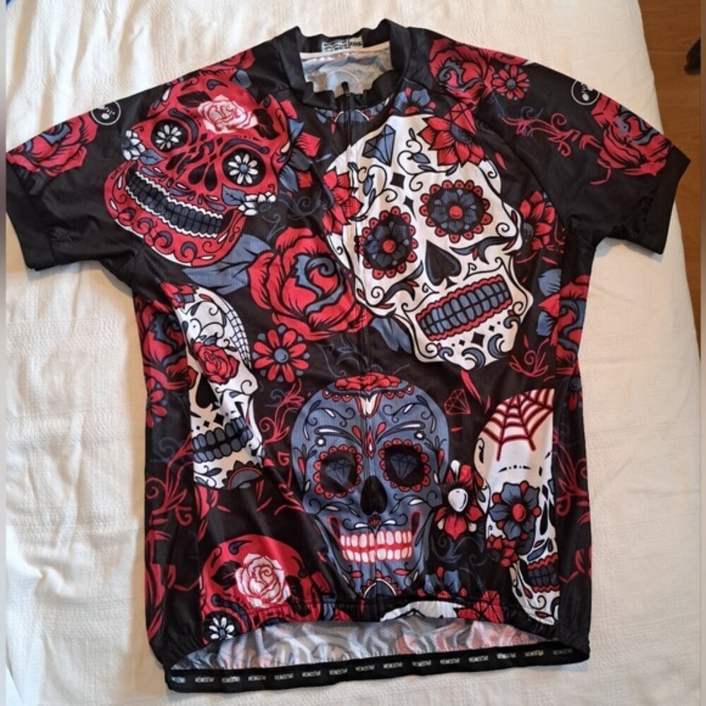 Weimostar women's size XXXXL Sugar Skull cycling jersey, EUC